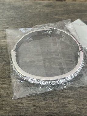 Crystal Accent Silver Bangle Bracelet - Women's Jewelry